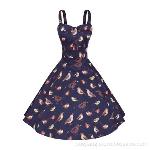 Women Vintage Retro Animal Print Pattern Dress